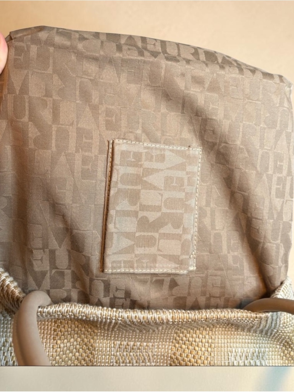 Furla Woven Drawstring Tote Bag in Beige and Cream - Picture 7 of 10